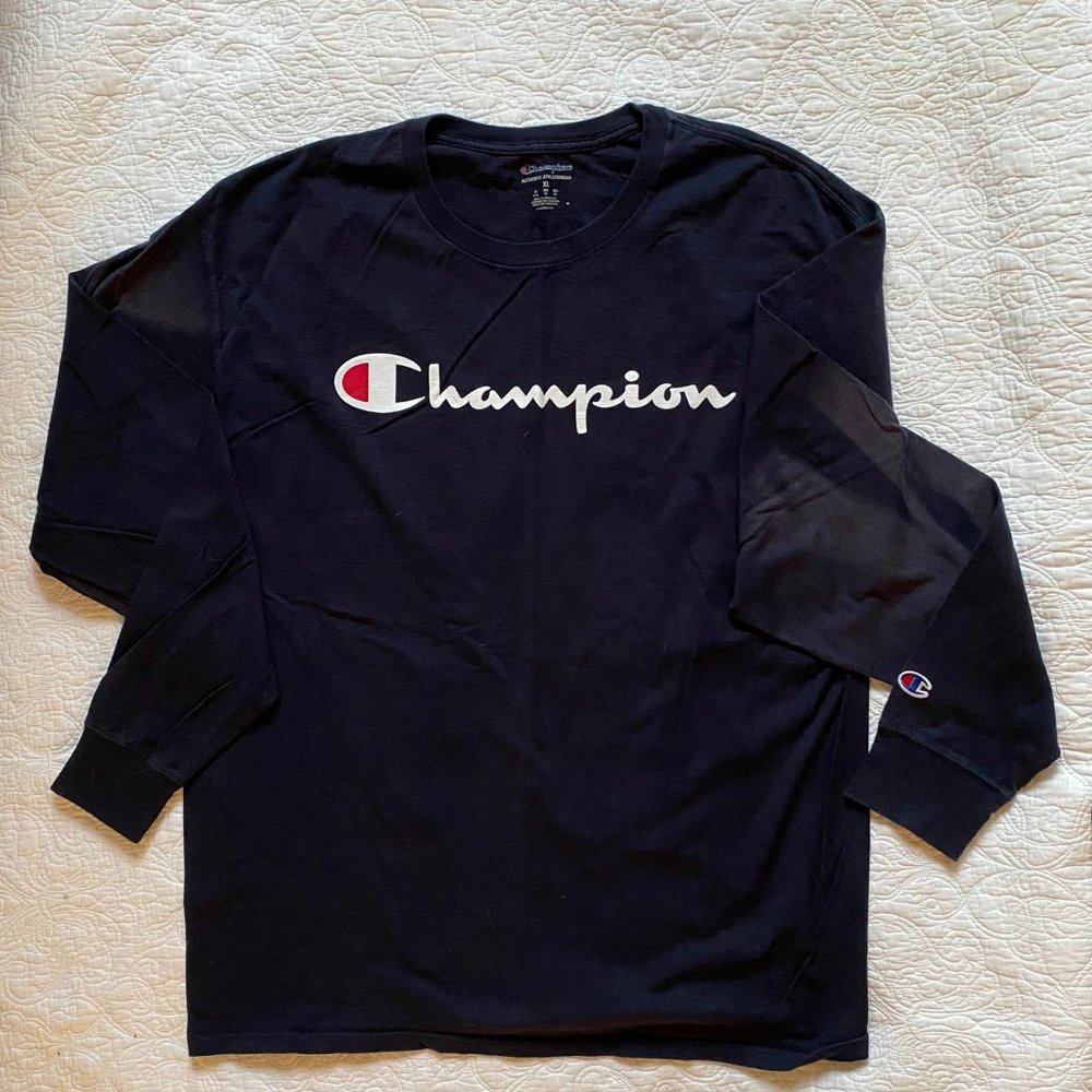 Champion men's long sleeve tee shirt black XL